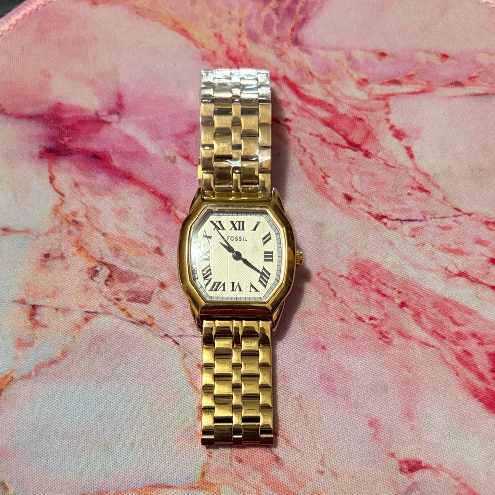 Fossil Gold Watch with Roman Numerals
